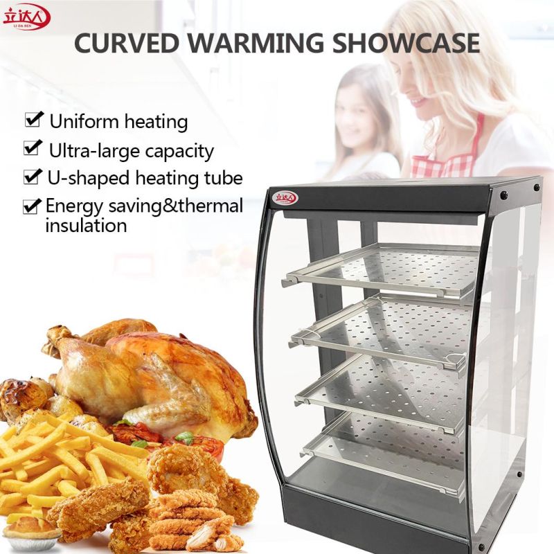 Restaurant Equipment Table Top Cake Warmer Display Cabinet Insulation Curved Glass Showcase Thermal Cupboard Kitchen Cabinets with 4 Shelves