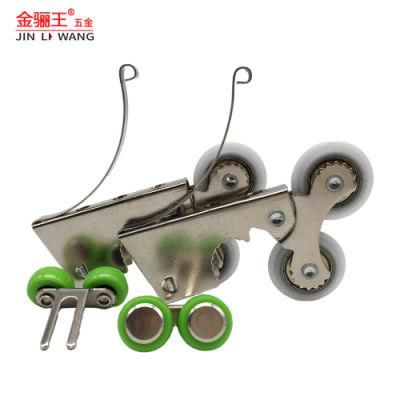 Zinc Nickel Plated Iron Nylon Pulley Glass Wardrobe Sliding Door Double Roller Wheels Slide Door Hardware