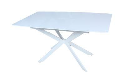 Home Kitchen Dining Restaurant Hotel Furniture Extendable MDF Gloss Top Steel Dining Table