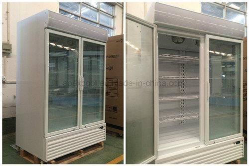 Upright Glass 2 Doors Beverage Refrigerated Display Showcase