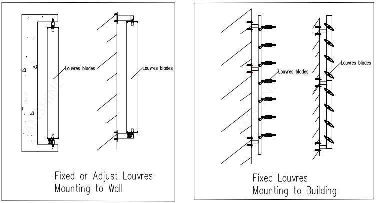 Sun Control Shutter Aluminum Profiles Fixed Glass Windows Blind Louver Plantation Shutters for Residential Project/Office Ventilation