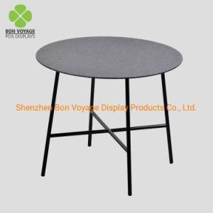 Small Round Office Tea Table Metal Legs Glasses Coffee Table