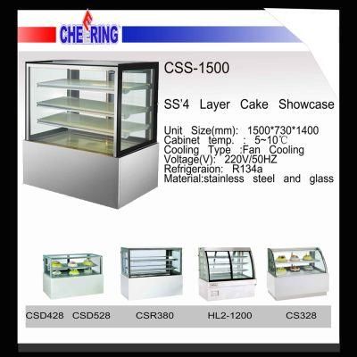 Japanic Commercial 201/304 Stainless Steel Cake Refrigerated Display Cabinet