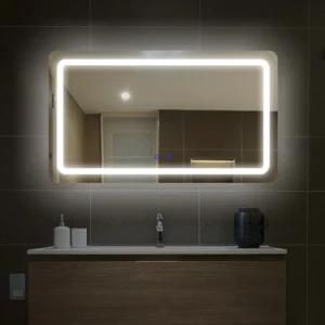 Modern Slim LED Illuminating Bathroom Mirror IP66 with Demister Pad Wall Mounted Makeup Mirror White Light Warm Light