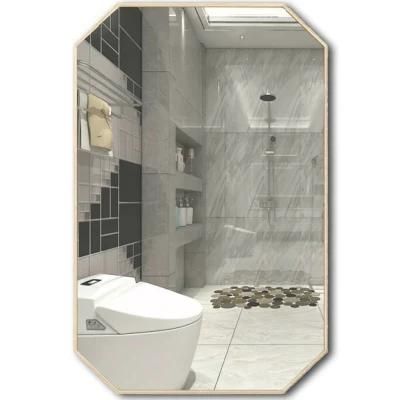 Simple Large Gold Framed Rectangle Bathroom Full Wall Mirror