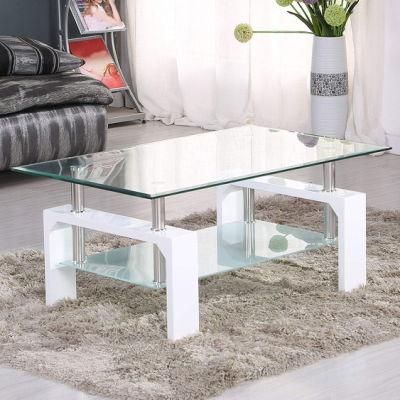 Glass Modern Transparent Square Tempered Glass Coffee Table Dining Room Furniture