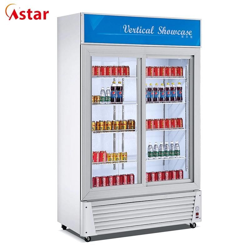 Commercial Refrigerator Manufacturer Sliding Glass Door 760L Beverage Showcase/Display