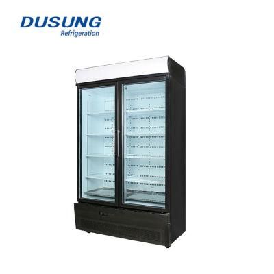 Three Doors Supermarket Glass Beverage Refrigerator, Display Showcase