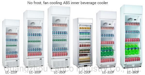 220L Factory Glass Door Plastic Inner No Frost Beverage Showcase