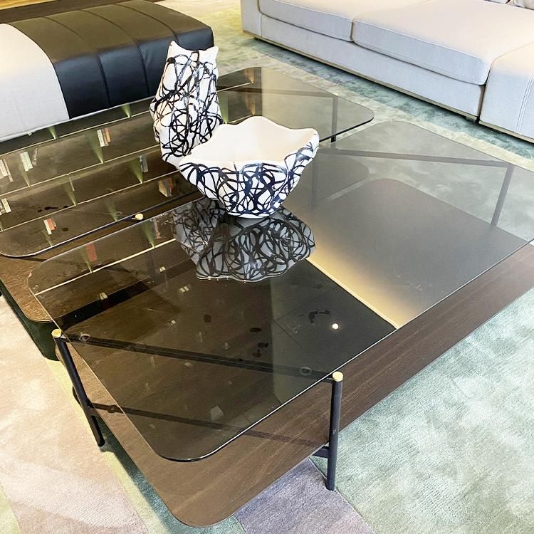 Modern Living Room Cheap Glass Top Centre Coffee Table Set Design Furniture for Hotel Project