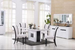 MDF Dining Room Glass Dining Table Set and Chair Tempered Glass Desk Modern Home Furniture