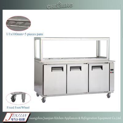 201/304 Stainless Steel Pizza Prep Table Kitchen Salad/ Pizza Preparing Worktable for Pizza Shop