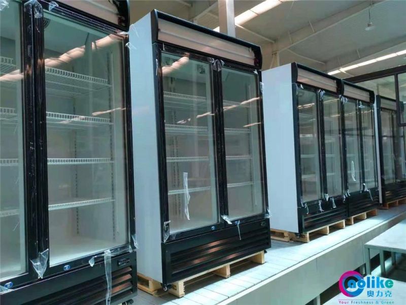 Commercial Double Doors Chiller Refrigerator Display Beverage Showcase for Supermarket