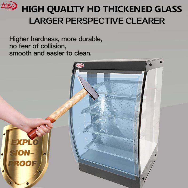 Restaurant Equipment Table Top Cake Warmer Display Cabinet Insulation Curved Glass Showcase Thermal Cupboard Kitchen Cabinets with 4 Shelves