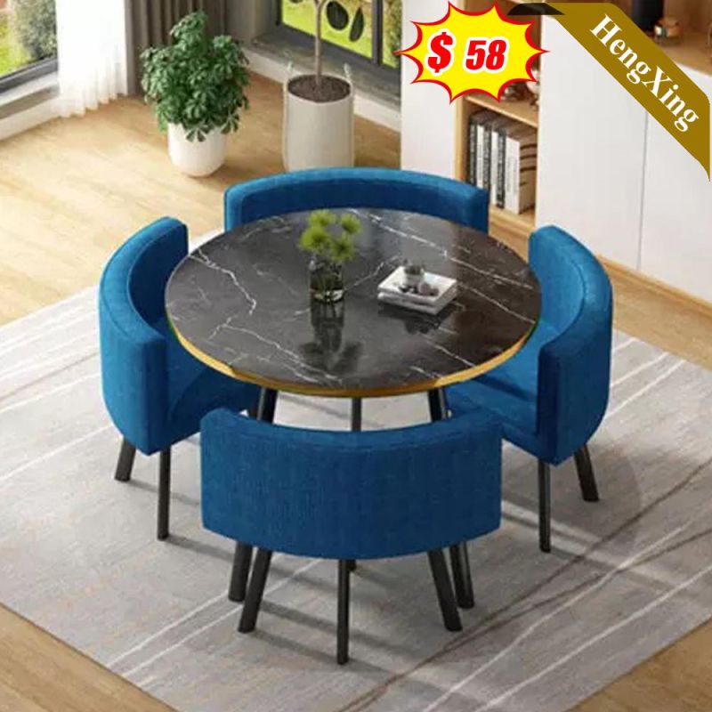 Modern Furniture Round Artificial Marble Kitchen Space Small Dining Table with 4 Chairs