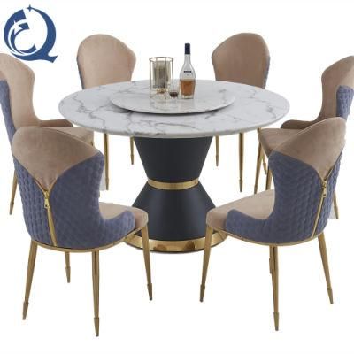 Italian Marble Top Dining Table and Chairs Round
