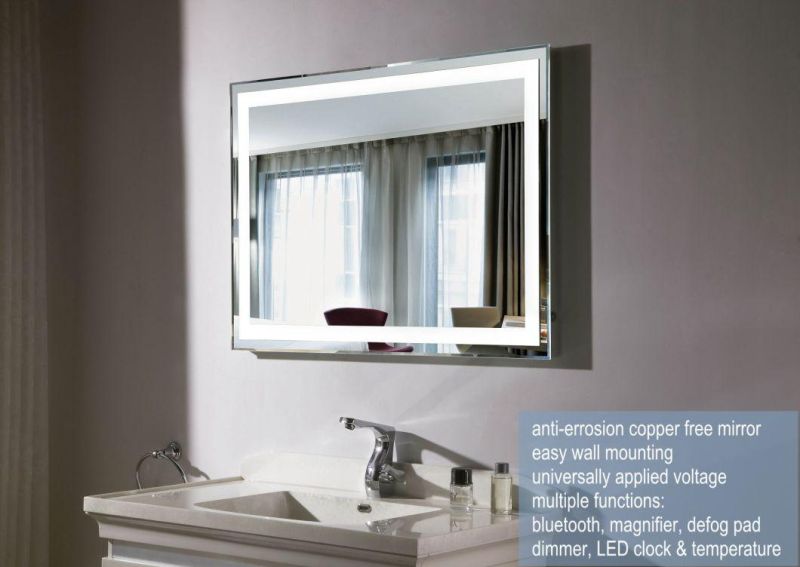 American Style UL Approval 5mm Copper Free Mirror Bathroom LED Illuminated Mirror with Touch Sensor+Anti-Fog+Dimmer