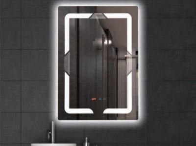2021 Modern Wall Mounted Glass Mirror Lighted LED Bathroom Silver Illuminated Home Mirror with CE