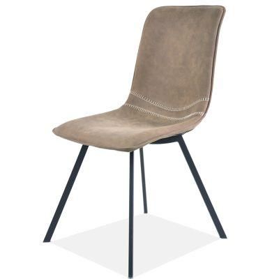 Italian Style Home Restaurant Cafe Bar Furniture Fabric PU Leather Dining Chair with Metal Legs