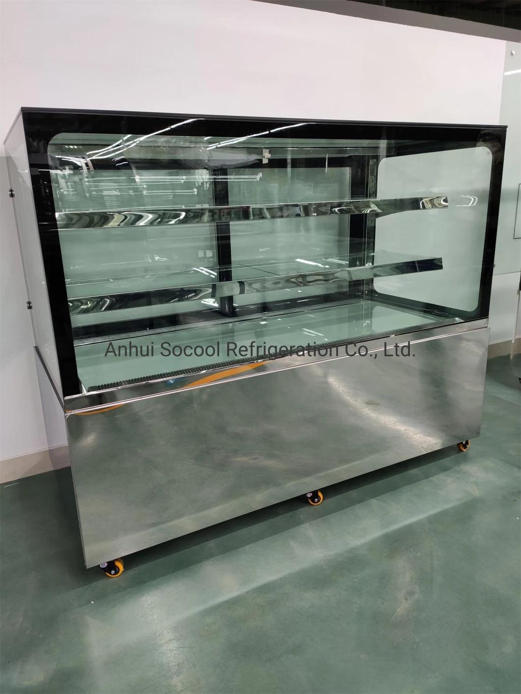 Fan Cooling Two Glass Shelves Pastry Showcase