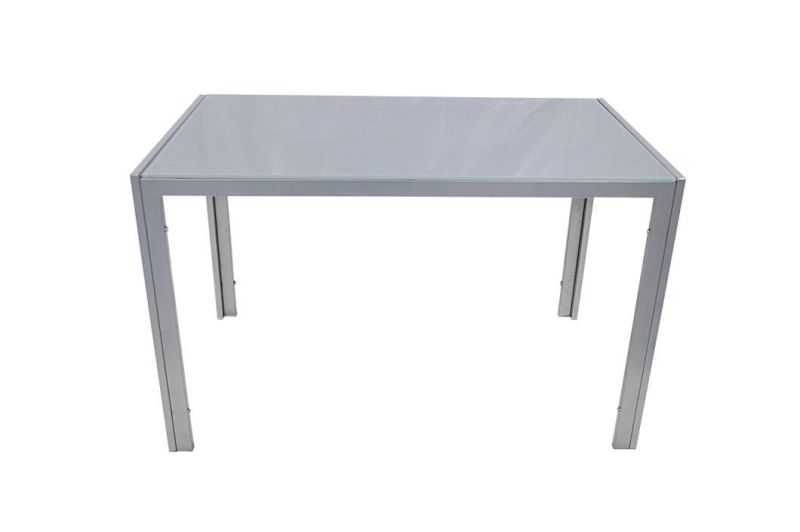 Factory Wholesale Promotional Iron Leg Contemporary Black Glossy Glass Top Simple Style Kitchen Room Restaurant Furniture Dining Table