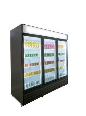 Commercial Plug-in Triple Swing-Glass Door Refrigeration Upright Display Visit Cooler Merchandising Cabinet for Soft Gelato