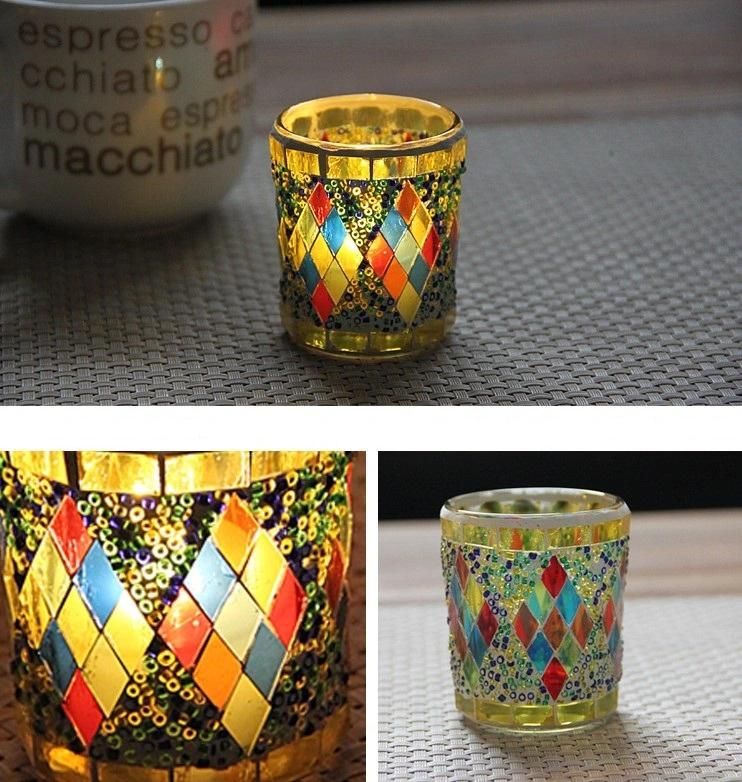Mosaic Luxury Empty Glass Candle Jar Candle Holder for Decoration