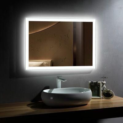Rectangle Custom Size Wall Mount Horizontal &amp; Vertical Bathroom Illuminated Mirror with Dimmer