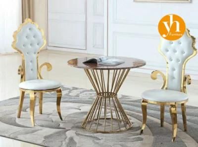 Wedding Event Cake Table French Italy Reclaimed Marble Glass Round Dining Table