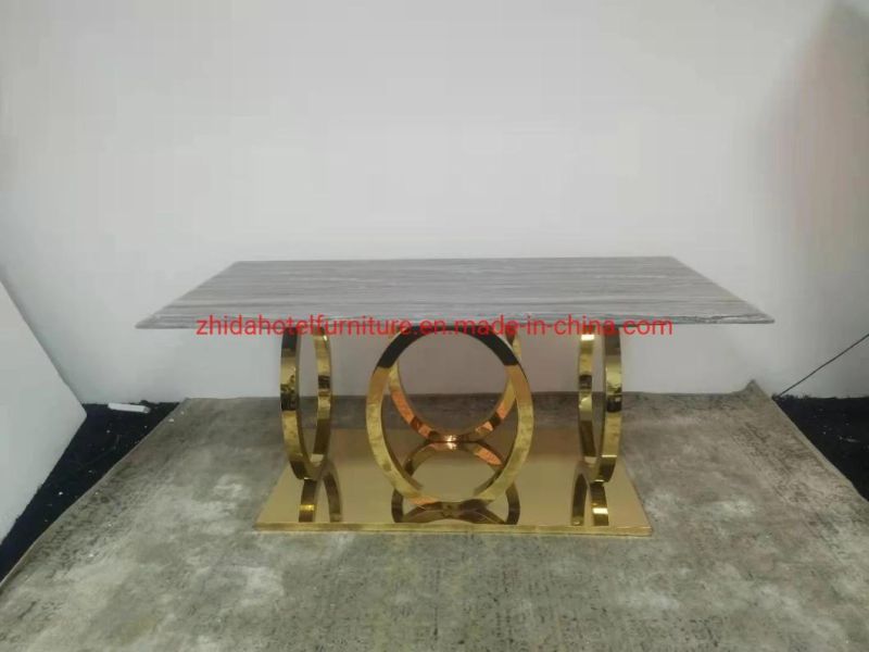 Luxury Round Coffee Table Sets Living Room Stainless Steel Furniture Marble Glass Side Table