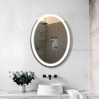 Bathroom Hotel Oval Illuminated LED Mirror with Dimmable Lights