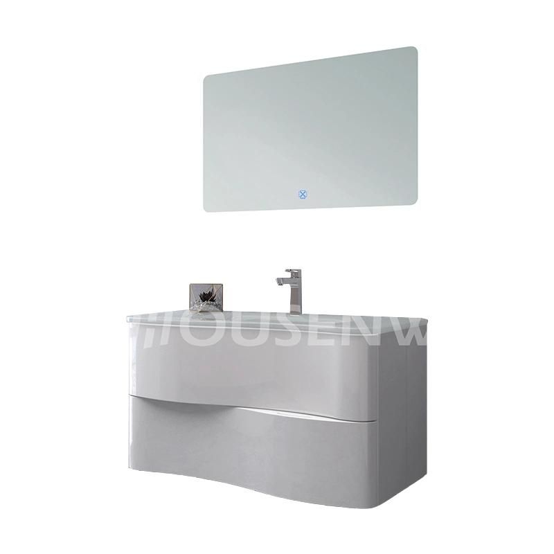 Popular High Gloss Bathroom Cabinet Fsc Certification Wall LED Light Furniture Vanity