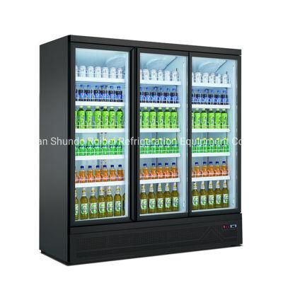 Embraco Compressor R290 Soft Drink Display Fridge 1500L Glass Door Refrigerator Showcase