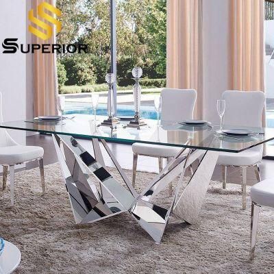 Dining Room Furniture Clear Glass Top Dining Table with Chair