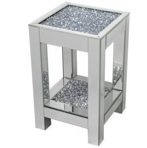 Mirror Silver Frame Glass Side Table