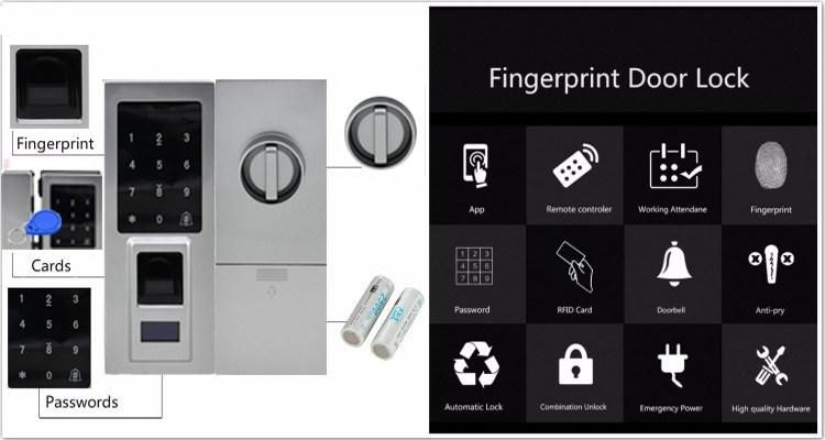 Remote Control Password Fingerprint Glass Composite Glass Metal Door Lock