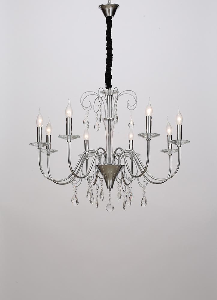 European style interior decorate lighting simple candle wrought iron chandelier with crystal factory supply