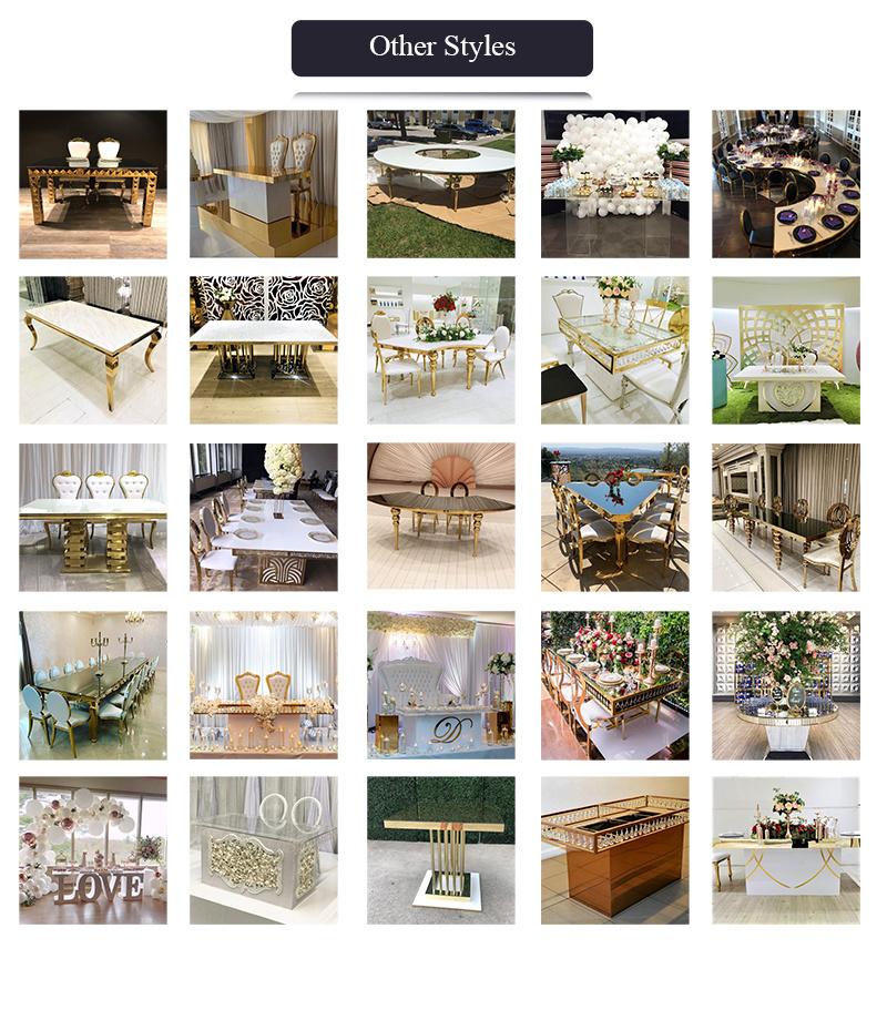 New Round Foot Stainless Steel Frame Glass Table Top Wedding Banquet Modern Luxurious Golden Semicircle Table