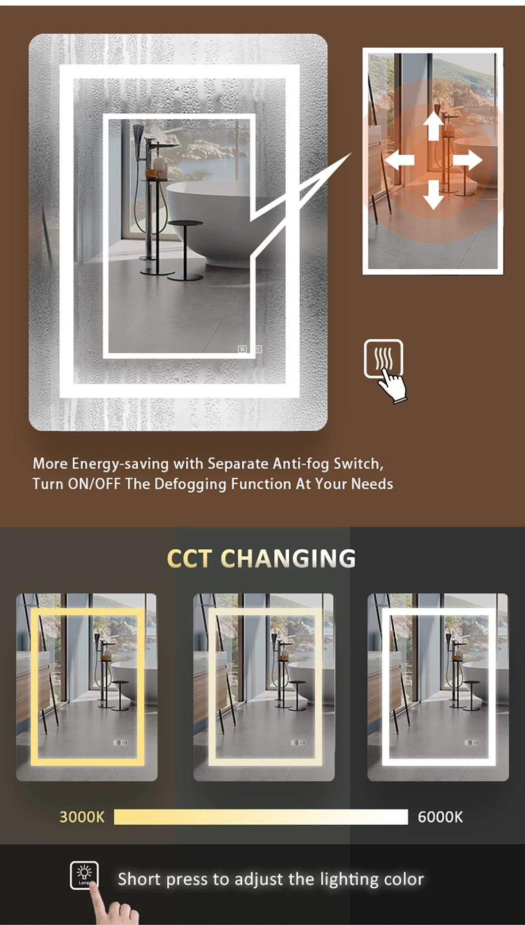 Wall Mount LED Light Smart Sensor Bathroom Mirror with Frame