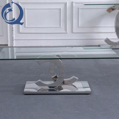 Modern Design Luxury Metal Legs &amp; Glass Top Coffee Table Set