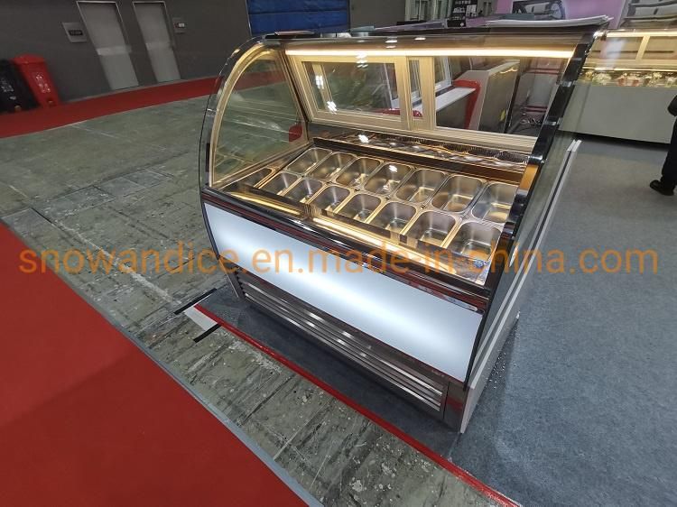 Hot Sale 20 Pans Ice Cream Display Cabinet Gelato Showcase