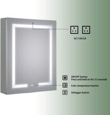 Recessed Wall Mounted Aluminum Lighted LED Mirror Medicine Bathroom Cabinet