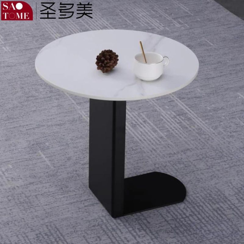 Modern Leisure Living Room Furniture L-Shaped Base Slate/Marble Small Coffee Table