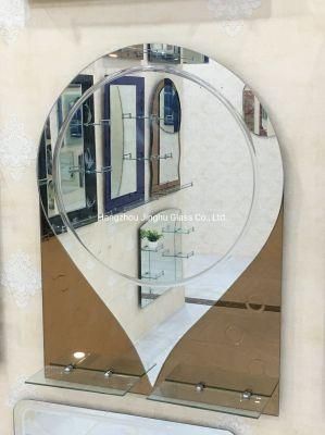 Hotel Hot Sale Design Single Double Layer Bathroom Vanity Furniture Mirror Glass Shelf Mirror for Home Decoration