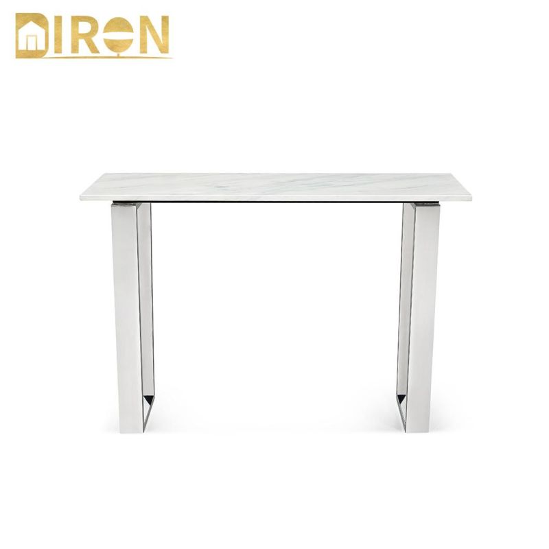 201 Grade High Polished Mirror Console Table Console Table Set Long Glass Top Entrance Table