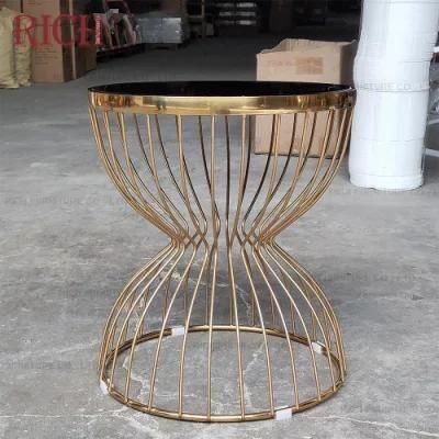 Golden Stainless Steel Wire Base Coffee Table for Living Room