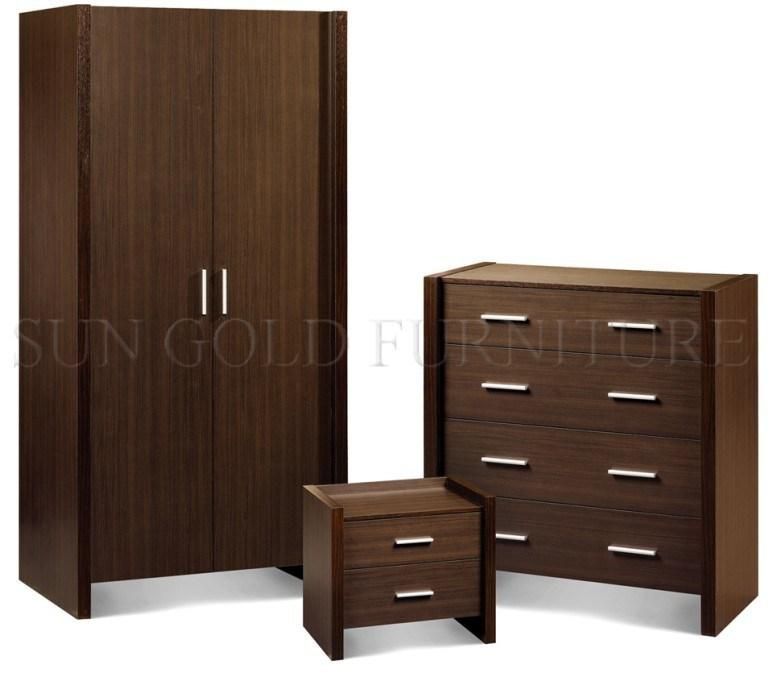 Wholesale Factory Modern Home Bedroom Furniture Wooden Sliding Door Clothes Storage Wardrobe