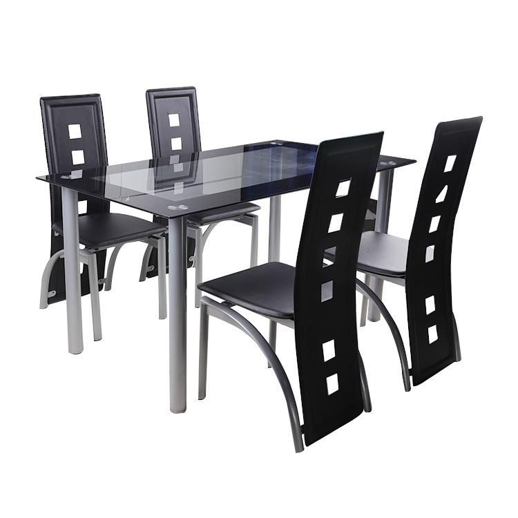 Free Sample Cheap Restaurant Furniture Dining Room Set Modern Stylish Glass Dining Table and Chair Metal Legs Dining Chair