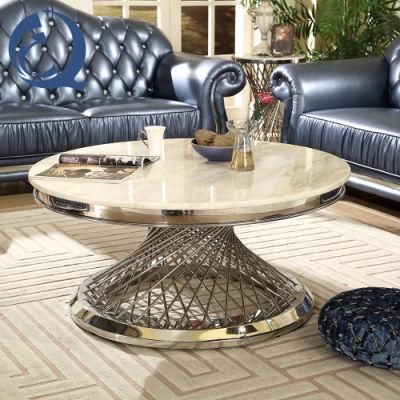 Hotel High Gloss Round Sofa Metal Coffee Table