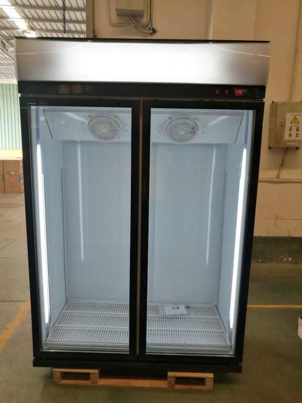 Glass Three Door Upright Showcase with Top Compressor System